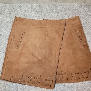 SD Collection Tan Mini Skirt with Stud Accents